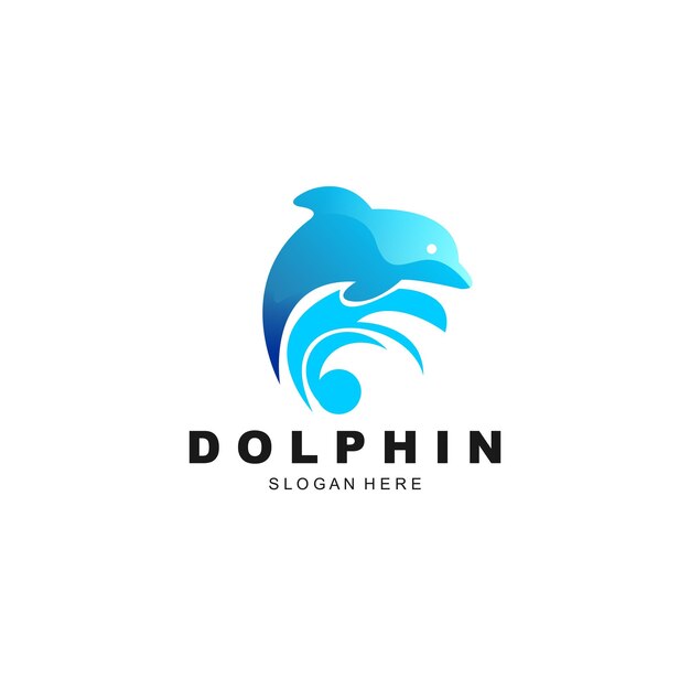 Diseño de plantilla de logotipo de delfín minimalista colorido