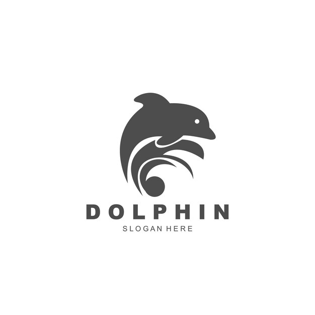 Diseño de plantilla de logotipo de delfín minimalista