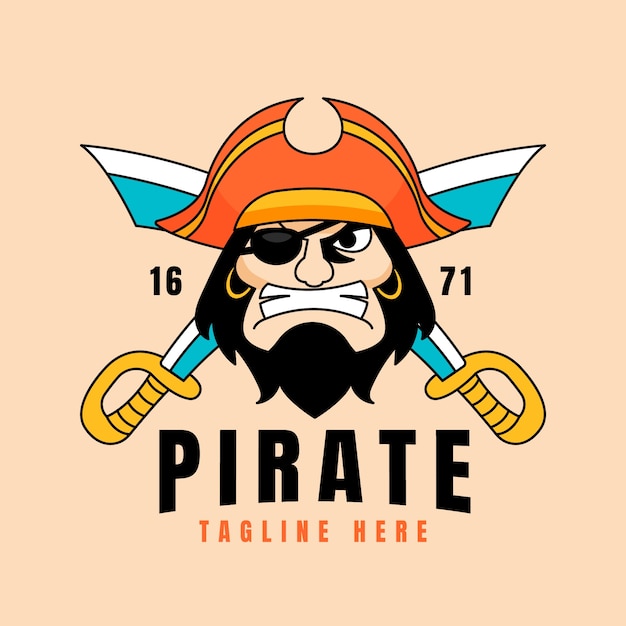 Vector gratuito diseño de plantilla de logotipo pirata