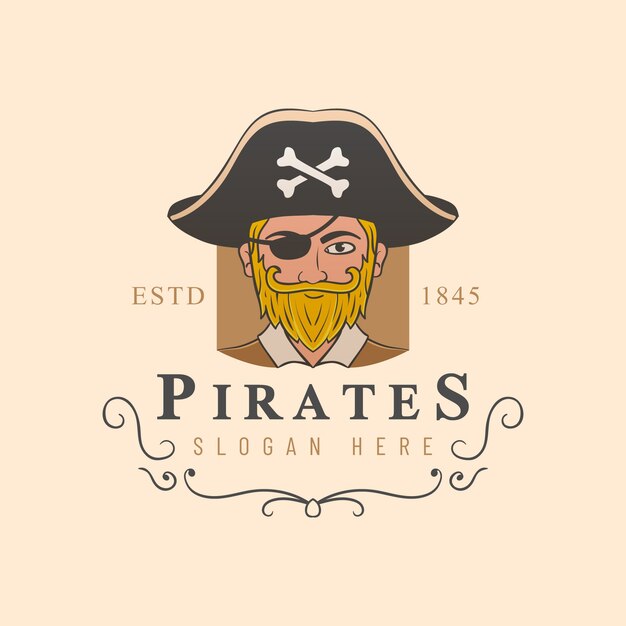 Diseño de plantilla de logotipo pirata
