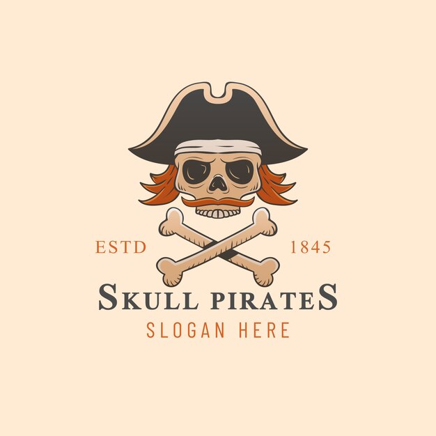 Diseño de plantilla de logotipo pirata