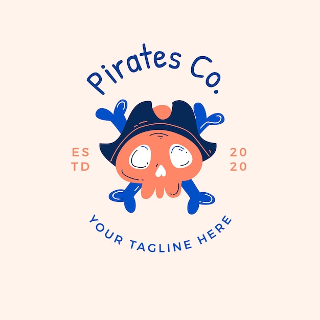 Vector gratuito diseño de plantilla de logotipo pirata
