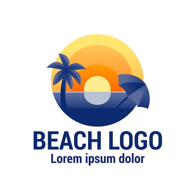 Diseño de plantilla de logotipo de playa degradado