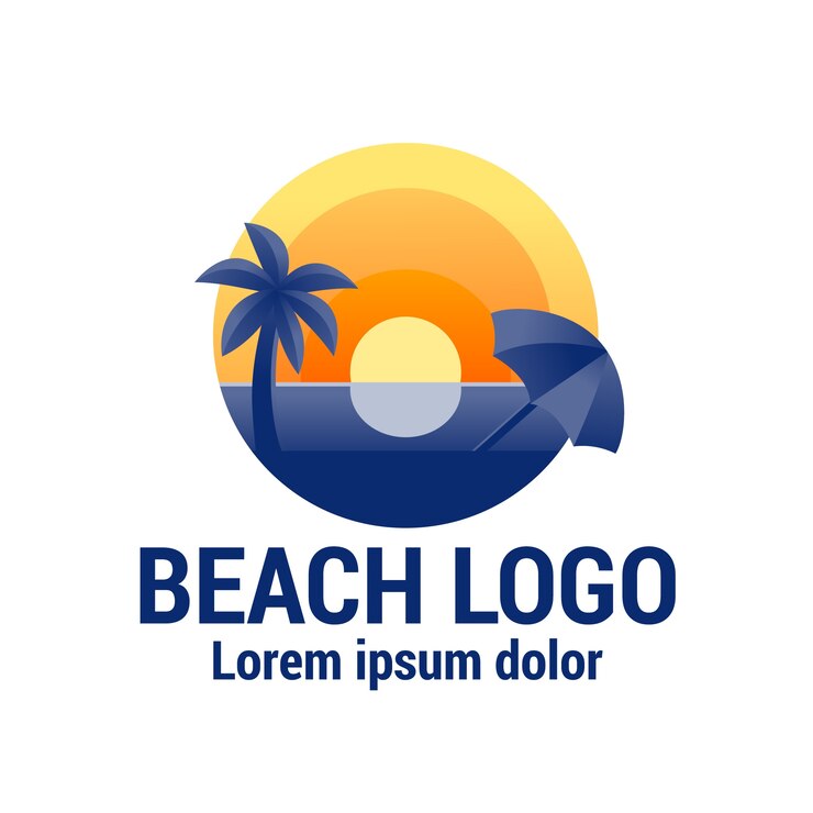 Vector gratuito diseño de plantilla de logotipo de playa degradado