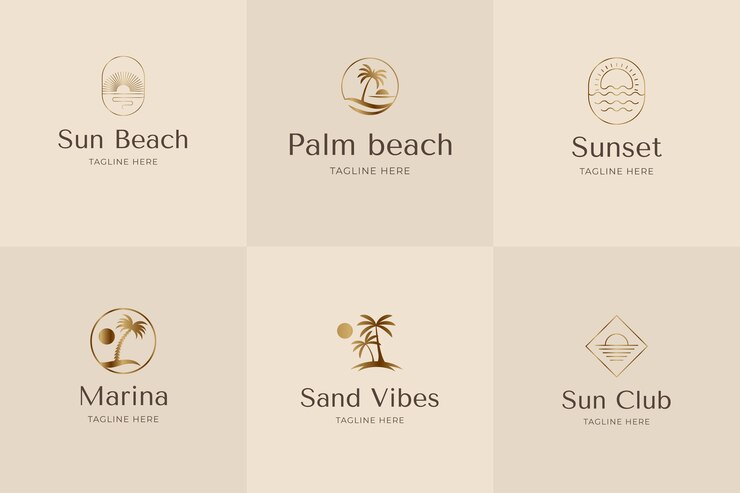 Vector gratuito diseño de plantilla de logotipo de playa degradado