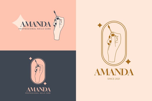 Diseño de plantilla de logotipo de salón de uñas