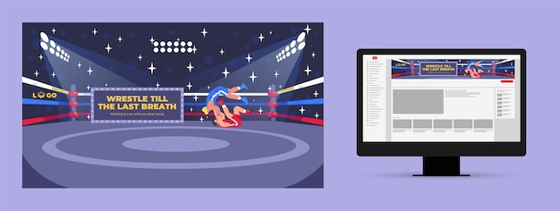 Diseño de plantilla de lucha libre dibujada a mano