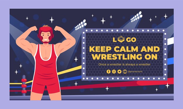 Diseño de plantilla de lucha libre dibujada a mano