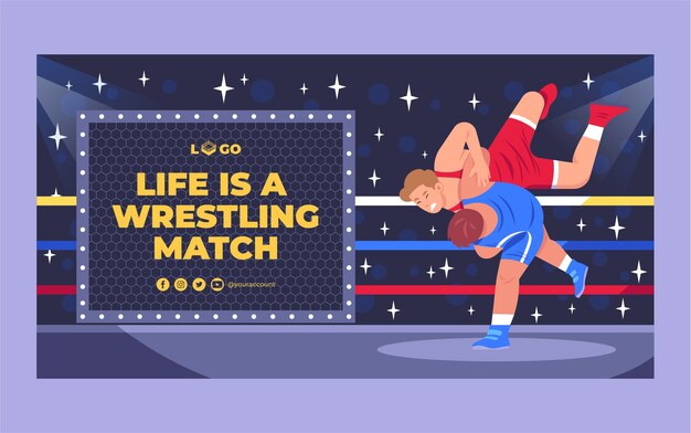 Diseño de plantilla de lucha libre dibujada a mano