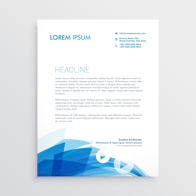 Diseño de plantilla de membrete abstracto azul