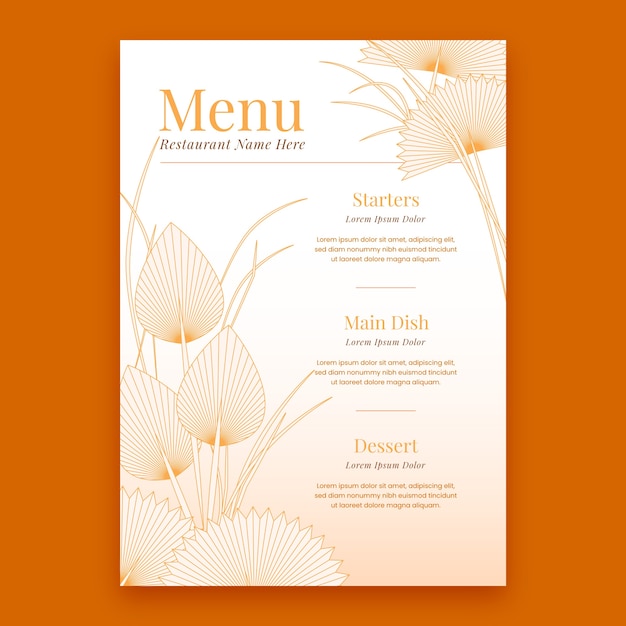 Diseño de plantilla de menú de boda