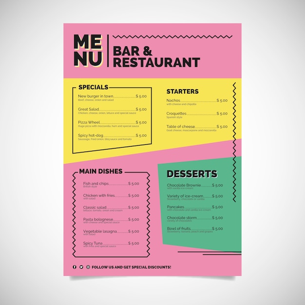 Diseño de plantilla de menú de restaurante