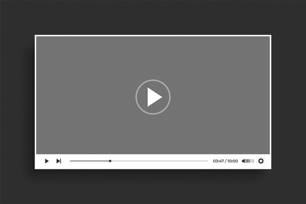 Diseño de plantilla moderna de reproductor de video blanco estilo plano