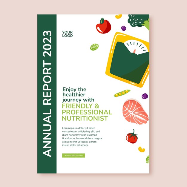 Diseño de plantilla de nutricionista dibujado a mano