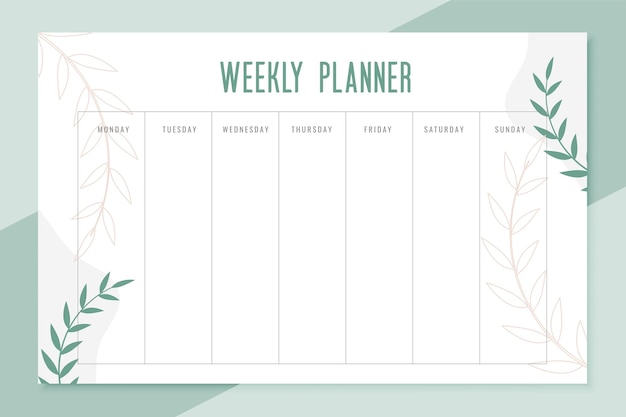 Diseño de plantilla de organizador de lista de tareas del planificador semanal