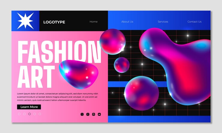 Vector gratuito diseño de plantilla de página de aterrizaje de maximalismo