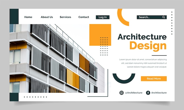 Vector gratuito diseño de plantilla de página de destino de arquitecto