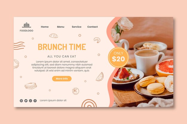 Diseño de plantilla de página de destino de brunch
