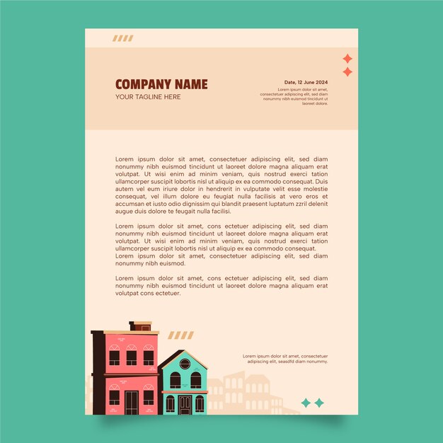 Diseño de la plantilla de papel de carta inmobiliaria