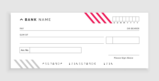 Vector gratuito diseño de plantilla de papel de cheque de banco blanco