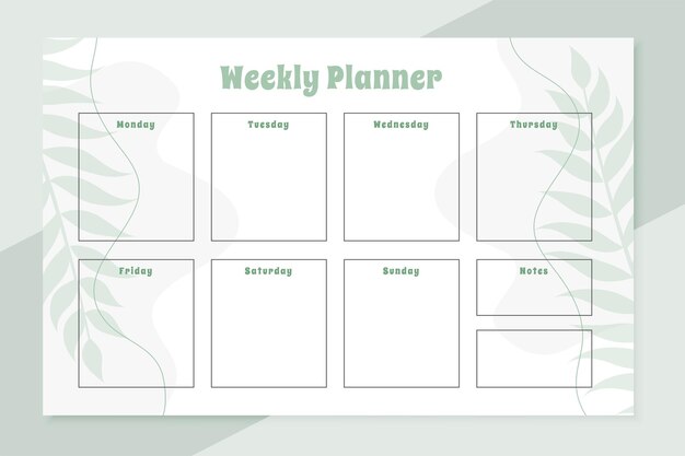 Diseño de plantilla de planificador semanal diario mínimo