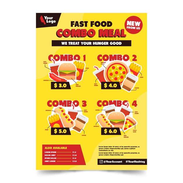 Diseño de plantilla de póster de comidas combinadas