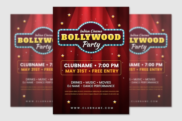 Diseño de plantilla de póster de fiesta de Bollywood