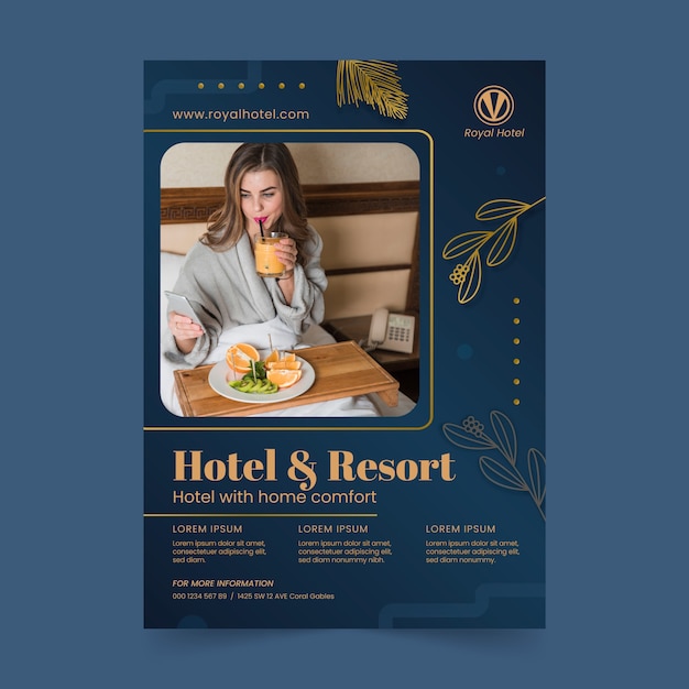 Vector gratuito diseño de plantilla de póster de hotel