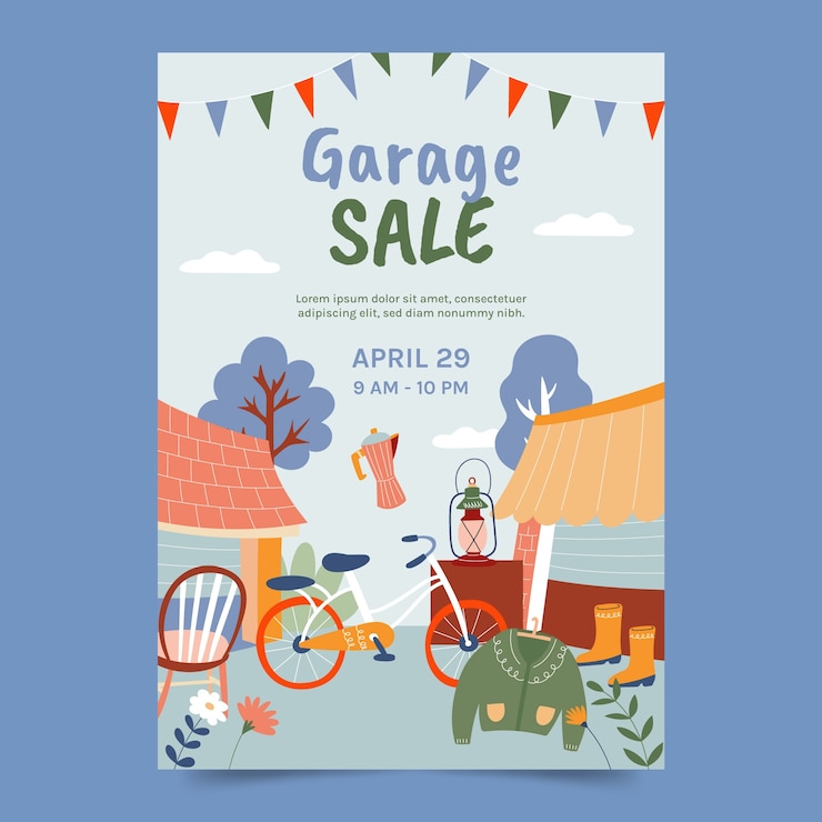 Vector gratuito diseño de plantilla de póster de venta de garaje