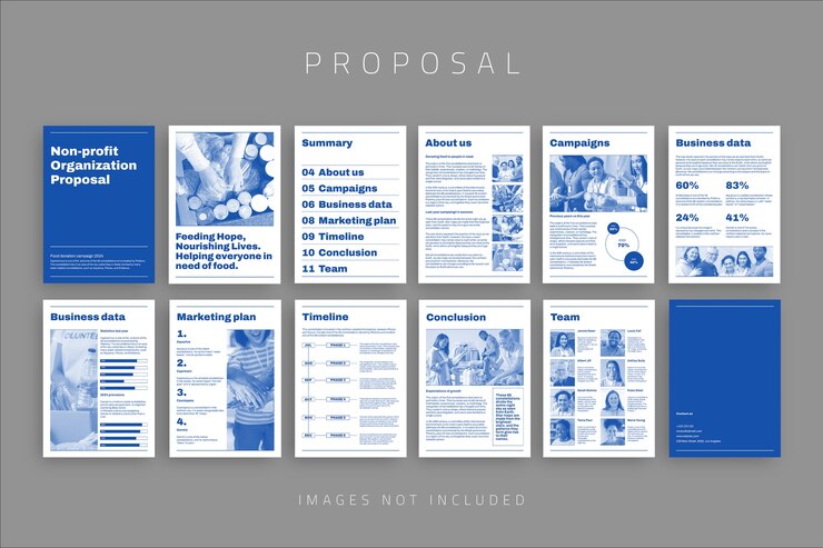 Vector gratuito diseño de plantilla de propuesta de negocio sin fines de lucro