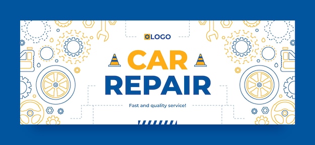 Diseño de plantilla de reparación de automóviles dibujados a mano