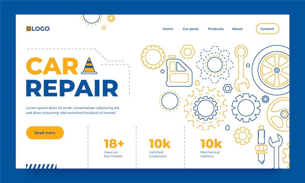 Diseño de plantilla de reparación de automóviles dibujados a mano