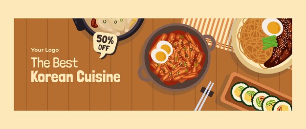 Diseño de plantilla de restaurante coreano dibujado a mano