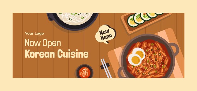 Diseño de plantilla de restaurante coreano dibujado a mano