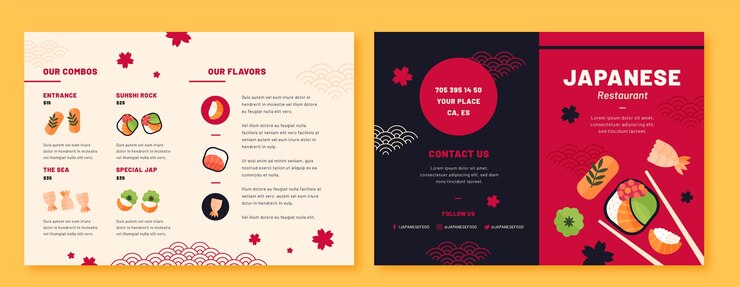Vector gratuito diseño de plantilla de restaurante japonés de diseño plano