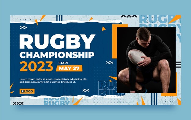 Diseño de plantilla de rugby de diseño plano