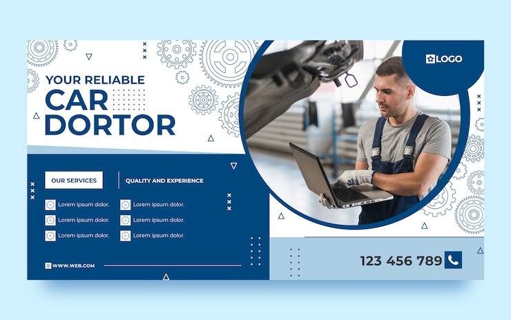 Vector gratuito diseño de plantilla de taller de reparación dibujado a mano