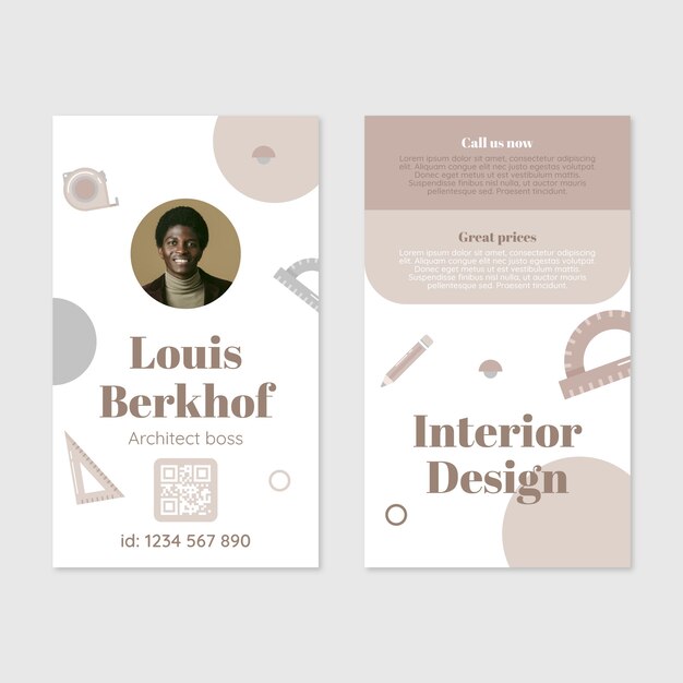 Diseño de plantilla de tarjeta de identificación de arquitecto