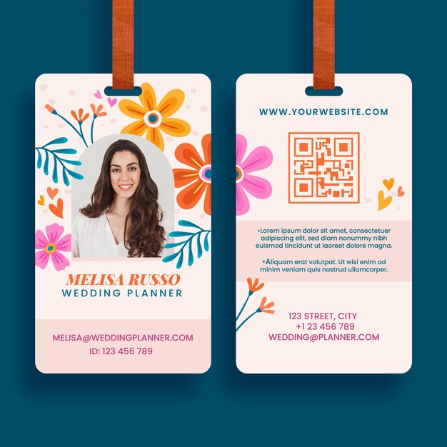 Diseño de plantilla de tarjeta de identificación de planificación de bodas