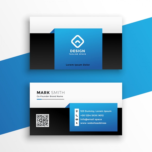 Vector gratuito diseño de plantilla de tarjeta de visita azul moderna