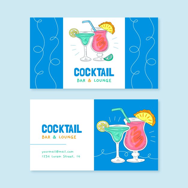 Diseño de plantilla de tarjeta de visita de barra dibujada a mano