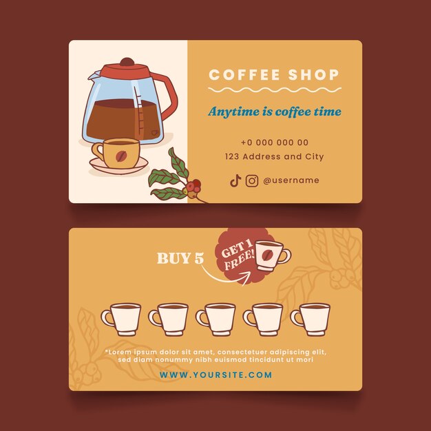 Diseño de plantilla de tarjeta de visita de cafetería
