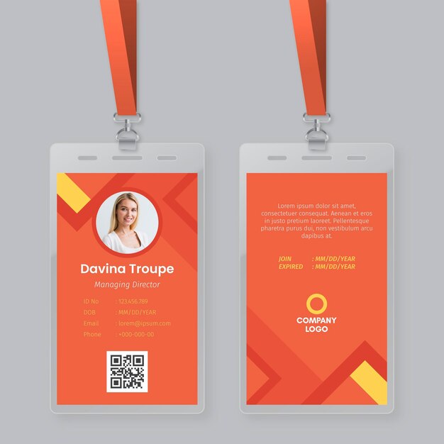 Diseño de plantilla de tarjetas de identificación mínima
