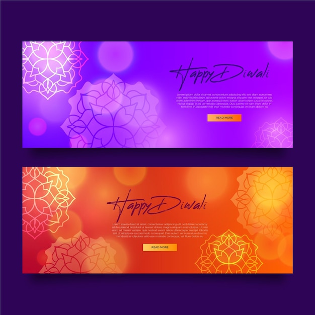 Vector gratuito diseño de plantillas de banners horizontales de diwali