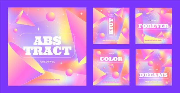 Diseño de plantillas coloridas para publicaciones de Instagram