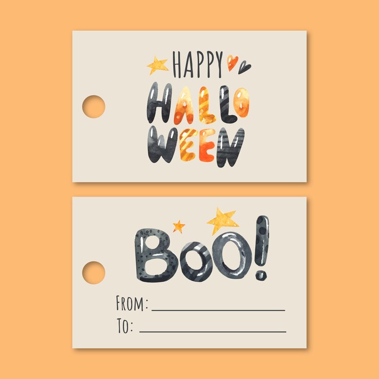 Vector gratuito diseño de plantillas de etiquetas de regalos de halloween