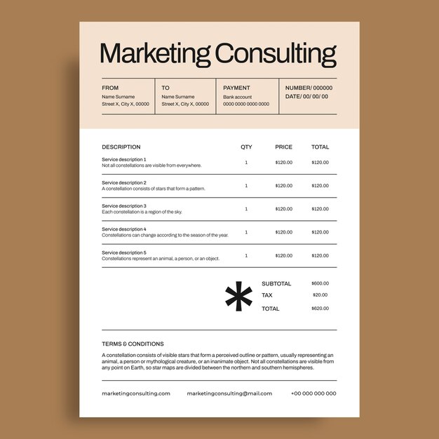 Diseño de plantillas de facturas de consultoría empresarial