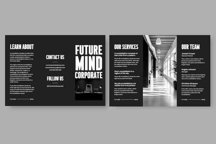 Vector gratuito diseño de plantillas de folletos corporativos triples