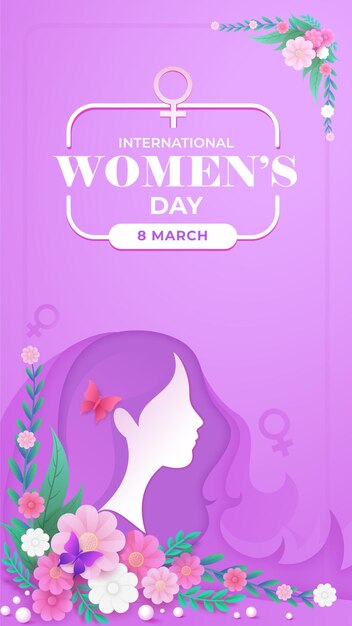 Vector gratuito diseño de plantillas de ilustraciones de historias en las redes sociales para el día internacional de la mujer