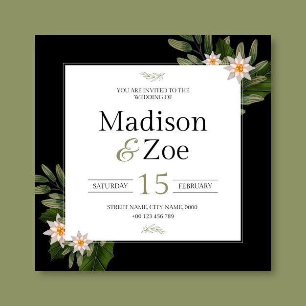 Diseño de plantillas de invitaciones de bodas de invierno